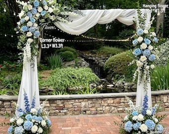 Witblauwe huwelijksboogbloemen, kunstmatige bloemenslinger voor tuinceremonie, geen standaard/doek
