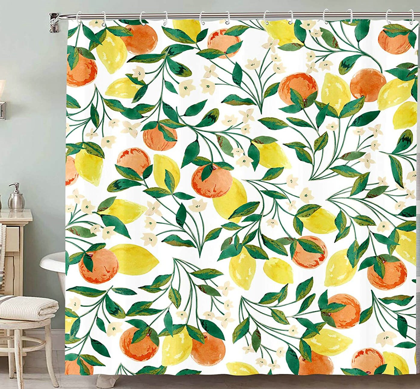 Duschvorhang Mit Handgemaltem Blumenmuster – Wasserdicht, 180x180 Cm, Vintage-Look