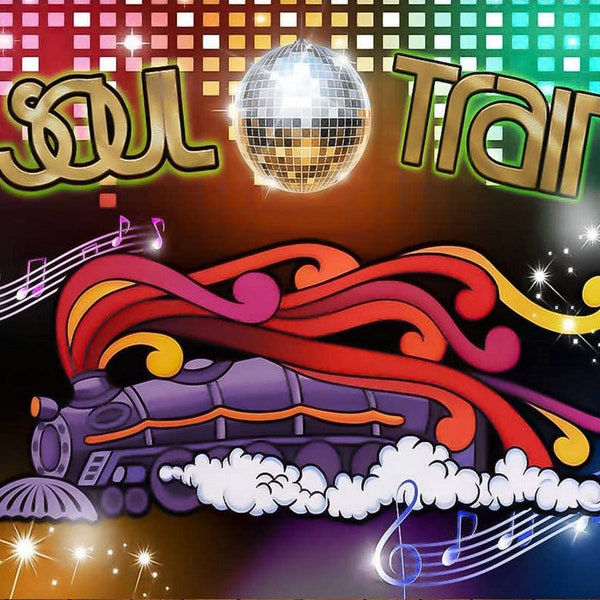70's Soul Train Theme Photography Backdrop 70's and 80's Disco Dancing Prom Party Decor Neon Glow Photo Background Studio Props Banner