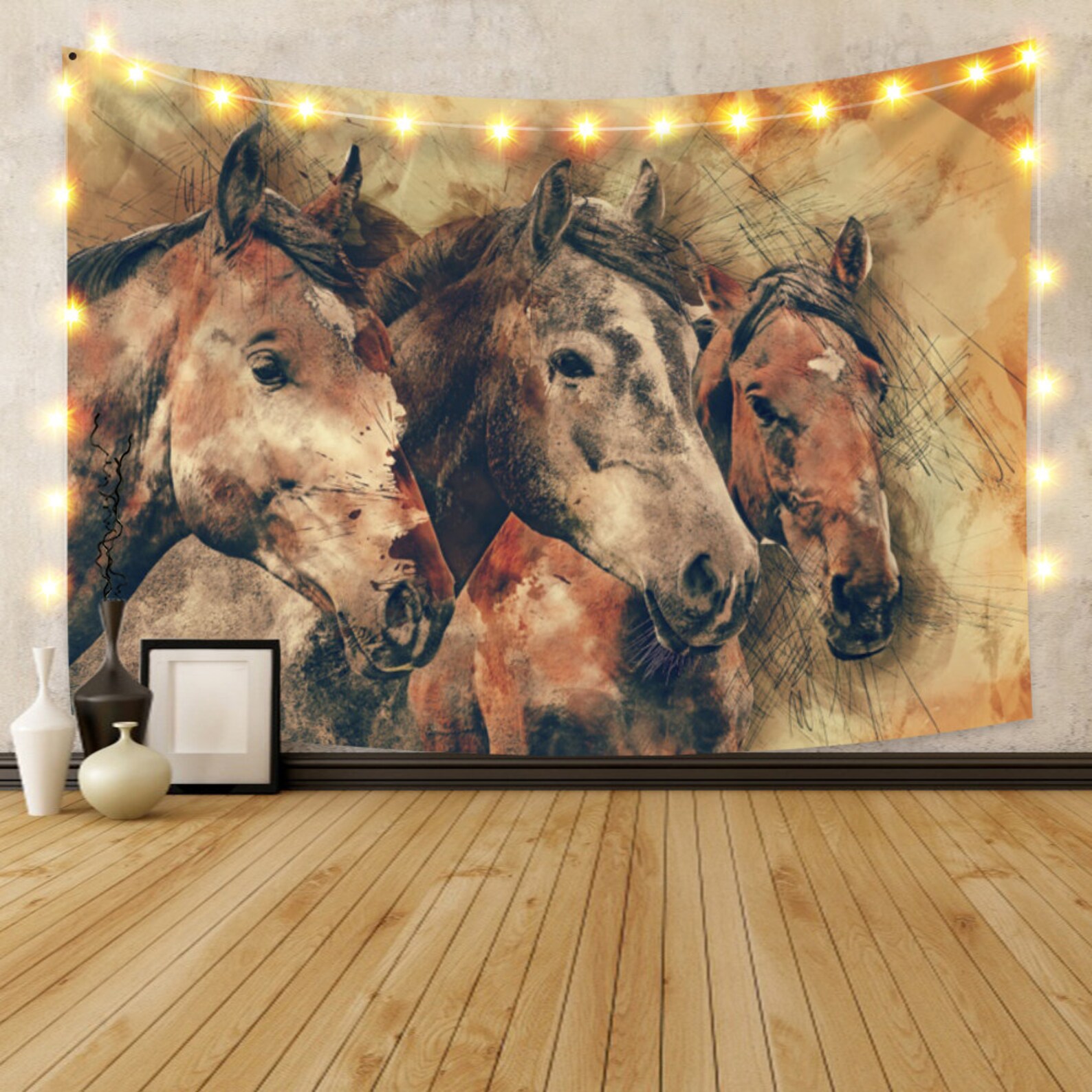 Horse Tapestry Animal Painting Tapestry Backdrop Horse Etsy