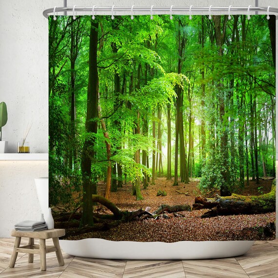 Misty Forest Tree Foggy Shower Curtain Sunny Trees Shower Curtain Cool  Nature Scenery Landscape Bathtub Decor Shower Curtain,size WH -  Canada