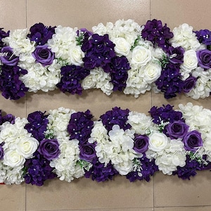 Purple White Flower Row Runner, Wedding Aisle Flowers, Table Flower Arrangement, Home Decor Floor Flower, Ground Arch Flower, Stairs Florals