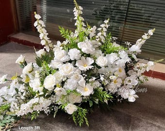 Artificial White Flower Arrangement, Faux Wedding Aisle Floral Runner