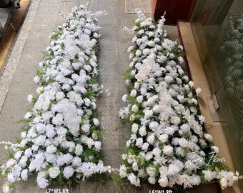 造花の白いバラとユリのアーチ、結婚式用スタンド式フラワーアレンジメント