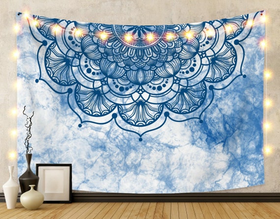 Dark Green Psychedelic Blue Lotus Mandala Tapestry Indian Hippie Bohemian Flower Background Wall Hanging Art Tapestry Poster Etsy Canada