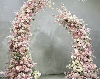 Pink White Wedding Floral Arch, Artificial Flower Arrangement