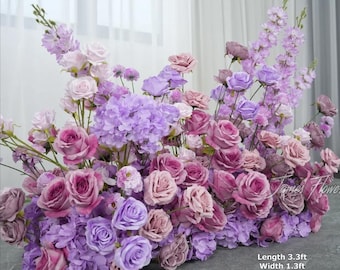 Purple Series Artificial Floral Runner, Wedding Silk Flower Arrangement