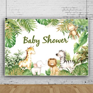Tropical Leaves Jungle Safari Animals Birthday Photography Background Wild One Banner HUNTER Backdrop Newborn Baby Shower Party, wall decor