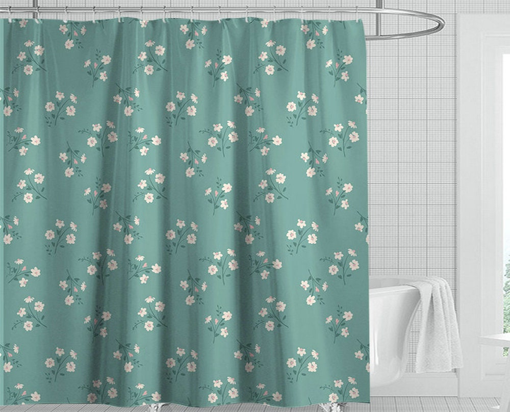Eucalyptus Shower Curtain Green Leaves Shower Curtain Watercolor