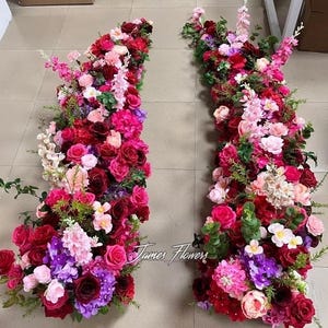 Burgundy Hot Pink Wedding Aisle Flower,Floral Garland Arch,Aisle Runner Floral,Table Runner, Centerpieces,Floral Arch,Ground Stair Florals