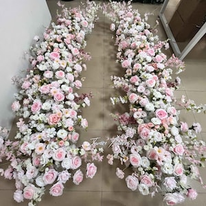 Rose Pink White Wedding Flower Arch Arrangement Aisle Flowers Ground stair florals, Ground Flowers for Wedding Decor flowers Bridal Shower