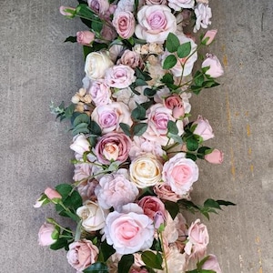Light Pink Spring Flower Aisle Runner, Wedding Flowers, Altar Decor, Floral Arch Arrangement, Stair Flowers, Ground Flower for Wedding Decor