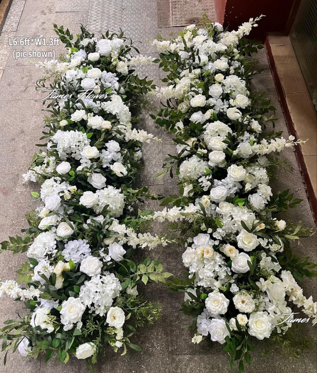 White Artificial Flower Garland, Wedding Table Runner, Floral ...
