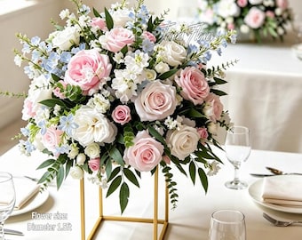 White Pink Table Centerpiece, Artificial Wedding Ceremony Flower Arrangement