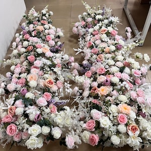 Light Pink Floral Arch Arrangement, Wedding Ceremony Aisle and Altar Decor, Bridal Shower Aisle Runner, Proposal Flower Ground Row