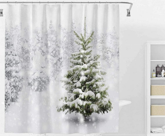  Waterproof Fabric Shower Curtain, Christmas Tree Shower Curtain  for Bathroom Curtains Bathtubs Hotel Washable Shower Curtains with 12 Hooks  Stall 54x78in Snowflake Pink Minimalist Illustration : Home & Kitchen