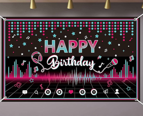 Neon Happy Birthday Banner Backdrop Let Glow Party Disco Dance