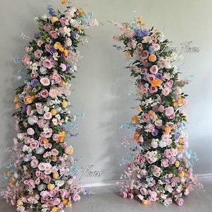 Light Pink Artificial Flower Arch: Spring Wedding Ceremony Decor