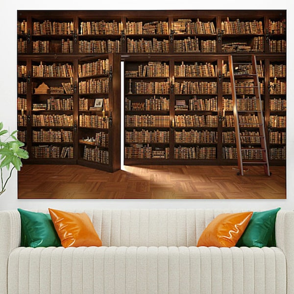 Vintage Library Wall Tapestry Book Tapestry for Living Room Library Home Decor Bookcase Wall Hanging Tapestries Dorm Decor Bedding Wall Art