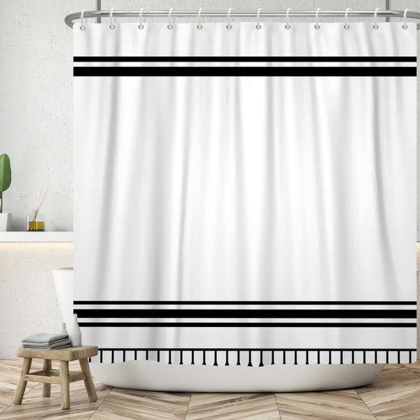 Black and White Shower Curtain Etsy