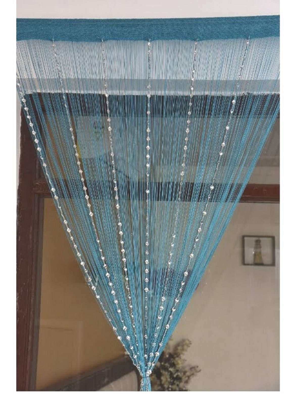 Beaded Curtains Boho Beaded Curtain Bohemian Curtains Sheer Etsy