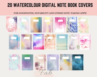 20 Watercolor Digital Notebook Covers | Watercolor Art Goodnotes Cover IPad & Tablet | Digital Notebook Cover | Digital Planner Cover
