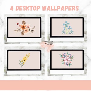 Beige watercolor Desktop wallpaper floral desktop background, watercolor flowers, floral computer screensaver, flower wallpaper,PC wallpaper