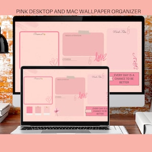 Pink Desktop Wallpaper Organizer, Iconos de carpeta de MacBook, Mac Pink Wallpaper, Rose Mac Windows Organizer, Organizador de fondos de pantalla de productividad
