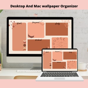 Desktop wallpaper organizer |Student  Organizer  | Macbook organizer | Macbook Wallpaper |  Moon wallpaper ,Boho Desktop Wallpaper Organizer