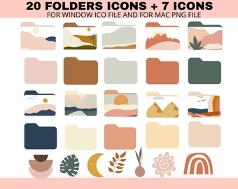 27 Desktop Mac Boho Folder Icons, Mac Windows Folders Icons, Mac Boho Minimal Icons, Mac Folders, Computer Folders, Desktop Organizer Bundle