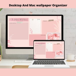 Pink Desktop Wallpaper Organizer, Mac Pink Wallpaper, Rose Mac Windows Organizer, Student wallpaper organizer, Calendar