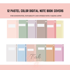 12 Digital Notebook Covers , Journal covers |Pastel Subject Cover | Tablet or Printable |  Notability covers | Planner College Notebook