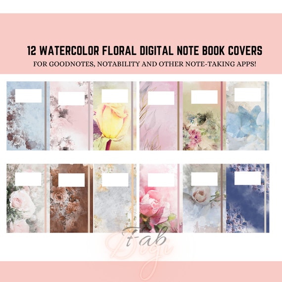 12 Watercolor Digital Notebook Covers Watercolor Art - Etsy
