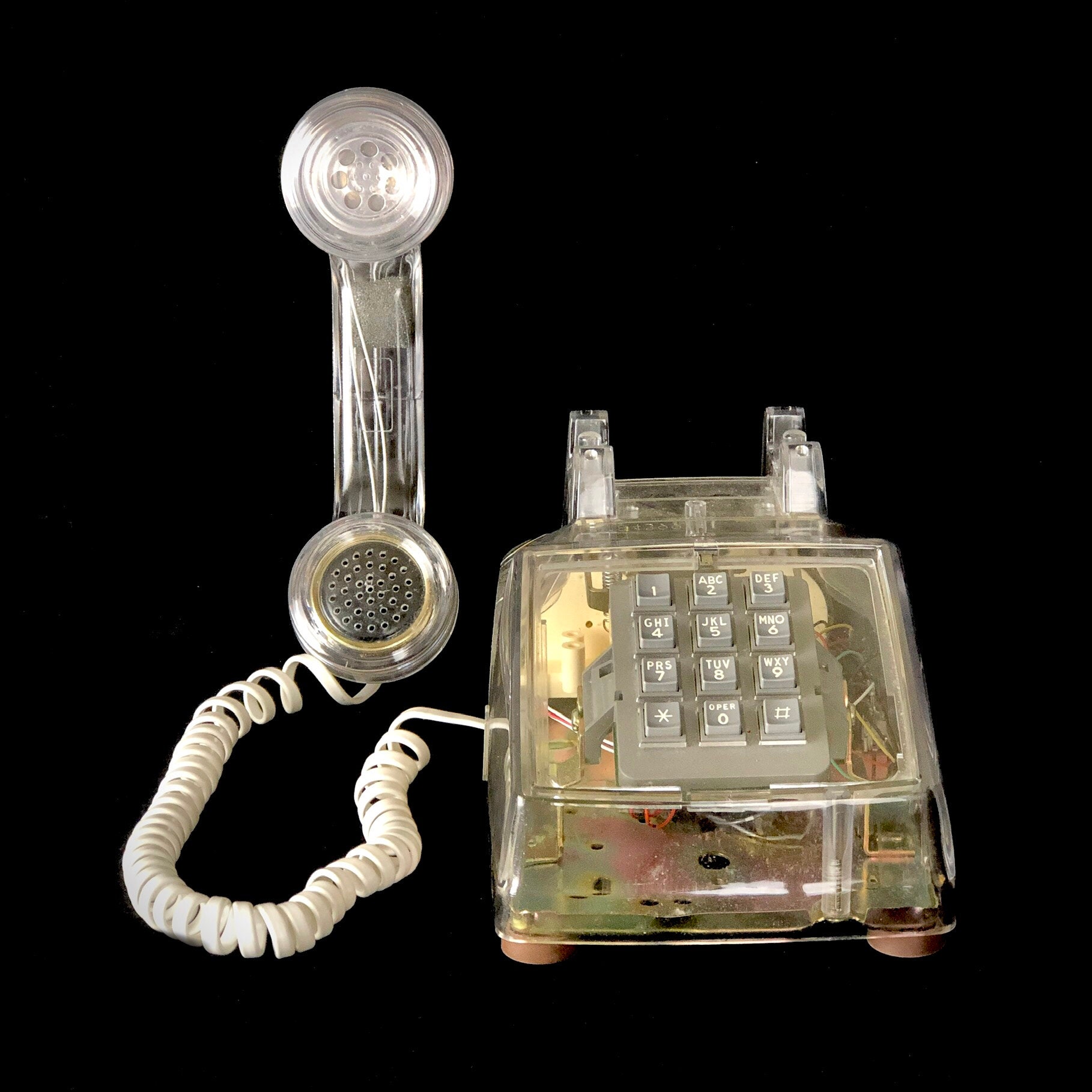 Vintage 80's Clear ITT Push Button Telephone MCM - Etsy Israel