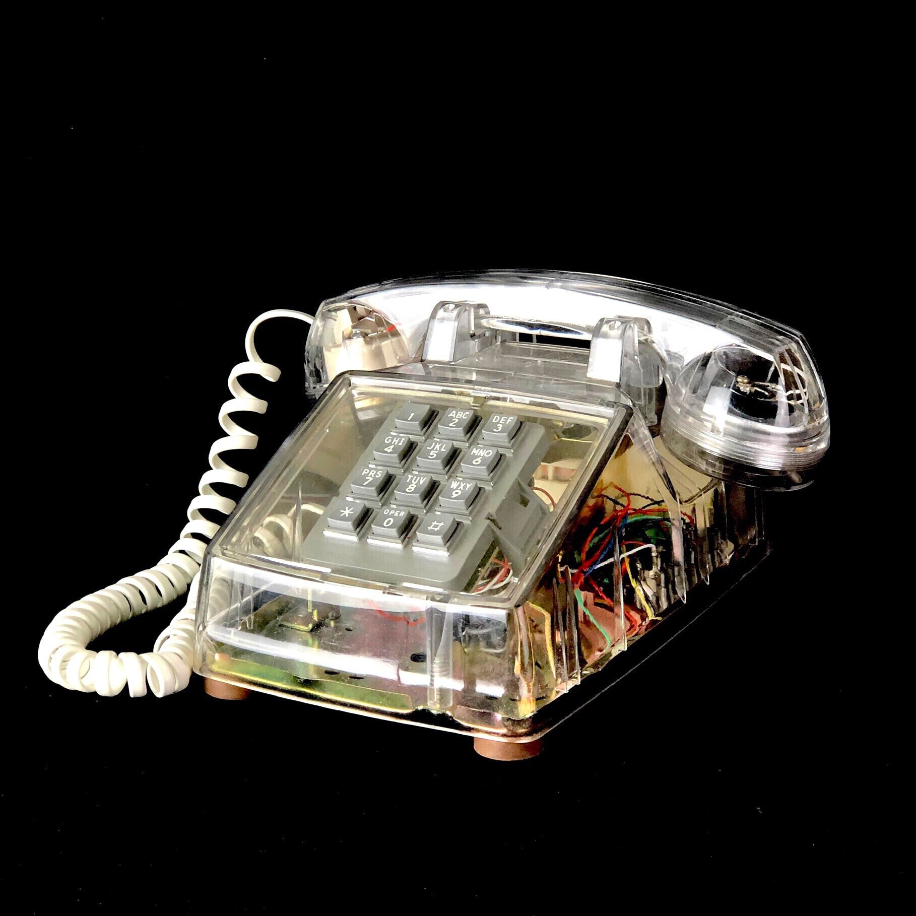 Vintage 80's Clear ITT Push Button Telephone MCM - Etsy Israel