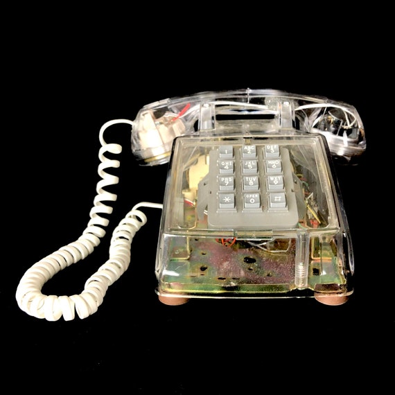 Vintage 80's Clear ITT Push Button Telephone MCM - Etsy Israel