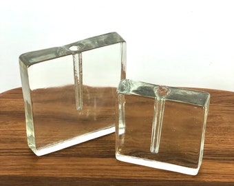 Vintage Wiesenthal Hutte Solifleur Glass Block Bud Vases