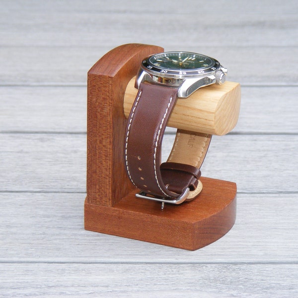 Hereford one watch stand in mahogany and ash