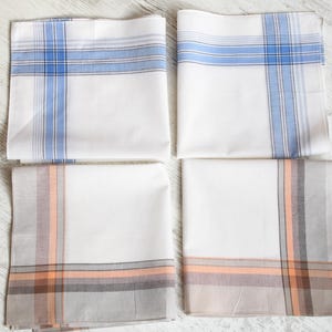 NEVER USED=Lot of 4 Large Vintage organic handkerchief//New Men&#39;s Handkerchief/100% cotton//Men&#39;s Gifts//man handkerchief//New condition