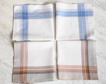 NEVER USED=Lot of 4 Large Vintage organic handkerchief//New Men&#39;s Handkerchief/100% cotton//Men&#39;s Gifts//man handkerchief//New condition