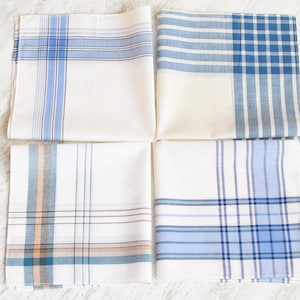 NEVER USED=Set of 4 Large Vintage organic handkerchief//New Men&#39;s Handkerchief/100% cotton//Men&#39;s Gifts//man handkerchief//New condition
