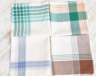 NEVER USED=Lot of 4 Large Vintage organic handkerchief//New Men&#39;s Handkerchief/100% cotton//Men&#39;s Gifts//man handkerchief//New condition