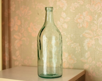 Vintage Glass Demijohn 3 liters//Art Vase//Decanter//French glass demijohn carboy wine bottle//Rare Uniquе Vase//Green glass wine bottle//