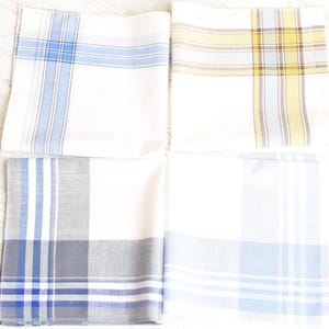 NEVER USED=Set of 4 Large Vintage organic handkerchief//New Men&#39;s Handkerchief/100% cotton//Men&#39;s Gifts//man handkerchief//New condition