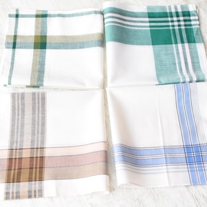 NEVER USED=Lot of 4 Large Vintage organic handkerchief//New Men&#39;s Handkerchief/100% cotton//Men&#39;s Gifts//man handkerchief//New condition