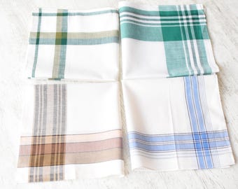 NEVER USED=Lot of 4 Large Vintage organic handkerchief//New Men&#39;s Handkerchief/100% cotton//Men&#39;s Gifts//man handkerchief//New condition
