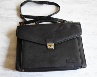 Large business bag-Mens leather briefcase-Satchel bag-Leather documents bag-Mens messenger bag- Document holder-Black messenger bag