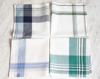 NEVER USED=Lot of 4 Large Vintage organic handkerchief//New Men&#39;s Handkerchief/100% cotton//Men&#39;s Gifts//man handkerchief//New condition