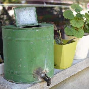 Lavabo colgante galvanizado vintage // Lavabo rústico // Lavabo de pared metálico rústico // Lavabo de zinc antiguo // Lavabo de hojalata galvanizada antiguo y raro // Decoración rústica de jardín