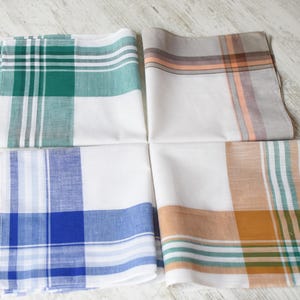 NEVER USED=Lot of 4 Large Vintage organic handkerchief//New Men&#39;s Handkerchief/100% cotton//Men&#39;s Gifts//man handkerchief//New condition